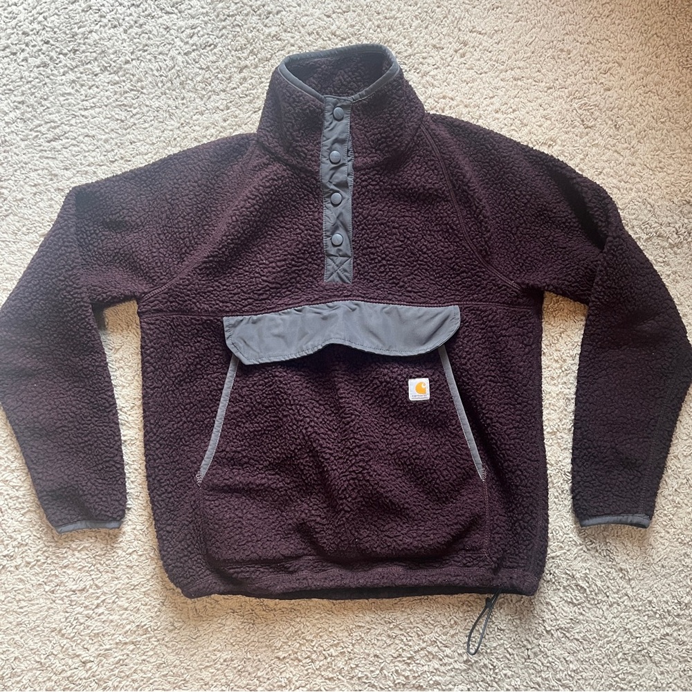 Carhartt Women's Sherpa Fleece Jacket - Dark Burgundy and Gray